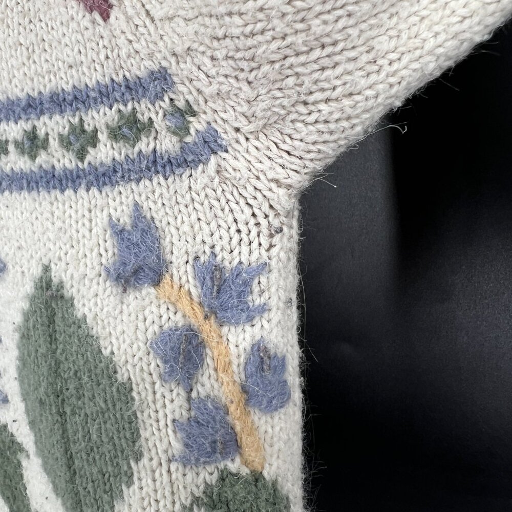 Vintage Alfred Dunner knit sweater grandma cottagecore floral embroidered M L - Picture 4 of 8